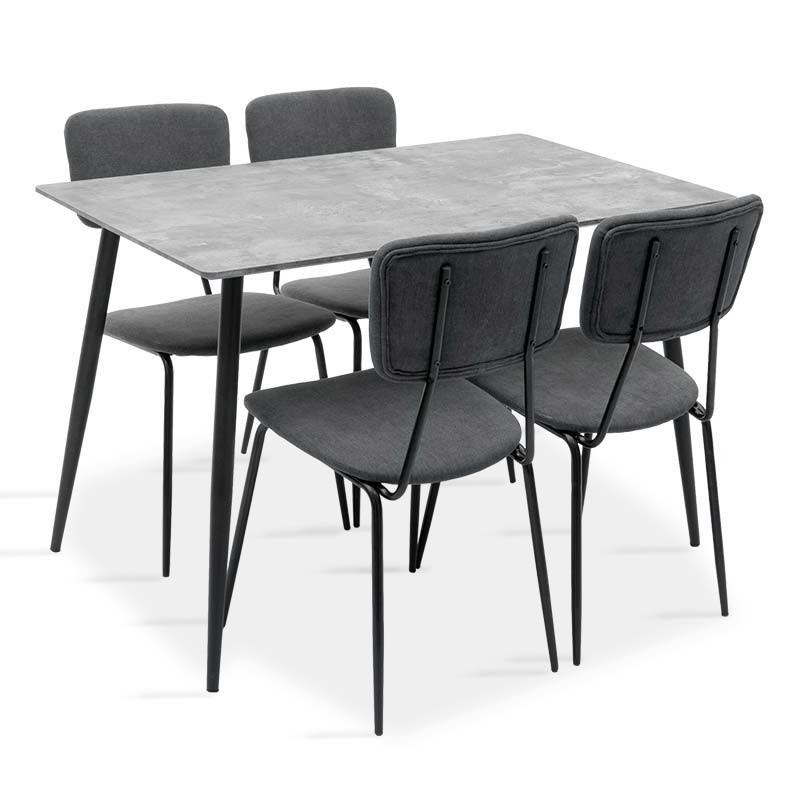 Σετ τραπεζαρίας “CUBE-TANIA” 5τμχ MDF σε χρώμα γκρι cement-ανθρακί 120x80x76