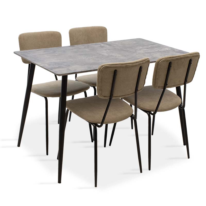 Σετ τραπεζαρίας “CUBE-TANIA” 5τμχ MDF σε χρώμα γκρι cement-μπεζ 120x80x76