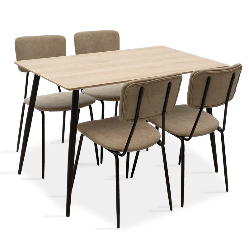 Σετ τραπεζαρίας “CUBE-TANIA” 5τμχ MDF σε χρώμα σονόμα-μπεζ 120x80x76