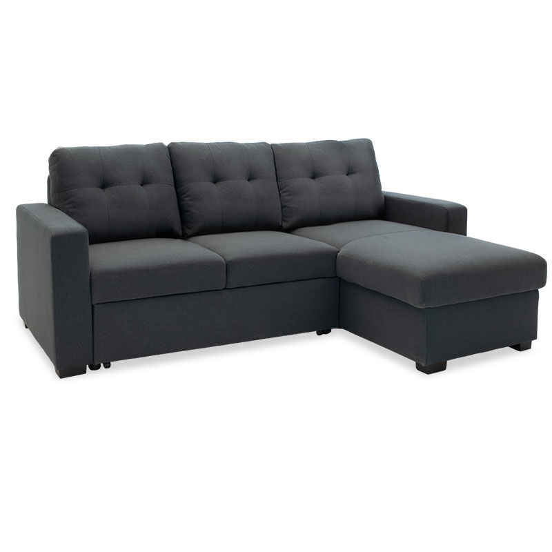 Γωνιακός καναπές-κρεβάτι "BERLIN" υφασμάτινος σε ανθρακί χρώμα 235x160x96