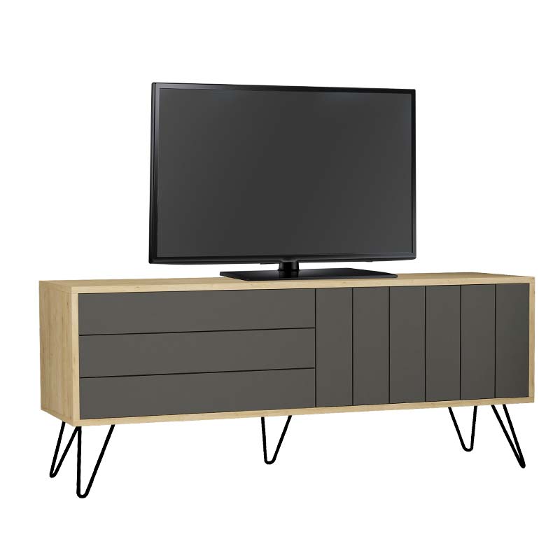 Έπιπλο τηλεόρασης “PICADILY” σε χρώμα light oak-ανθρακί 139x36x57