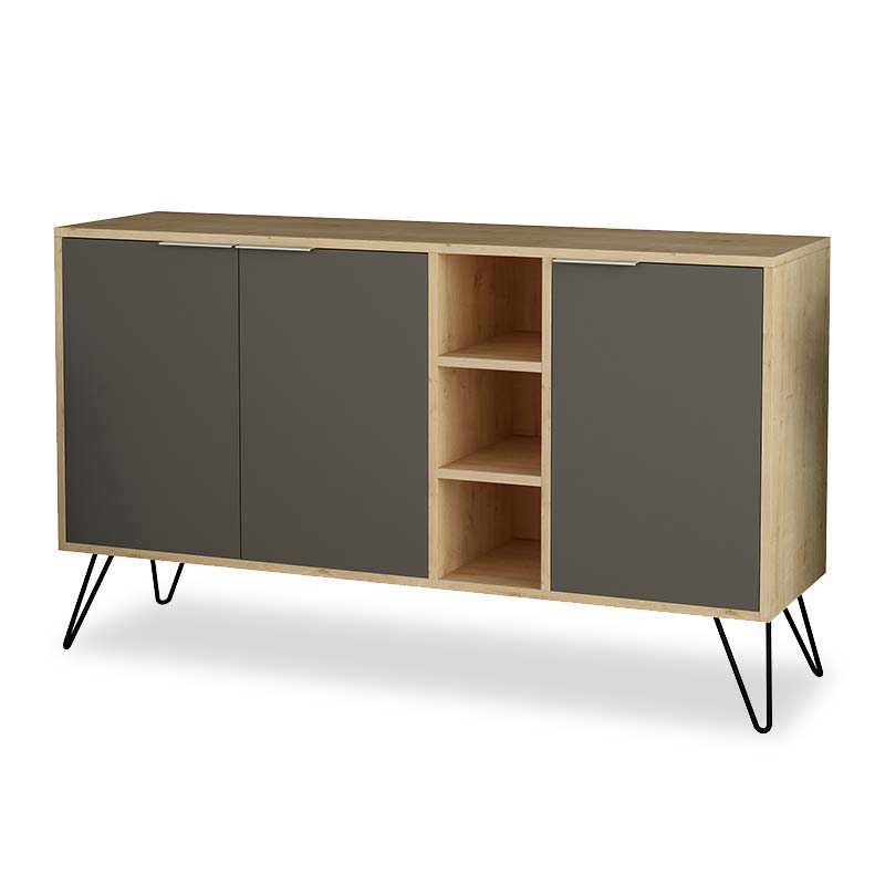 Μπουφές “CLARA” σε χρώμα lilght oak-ανθρακί 142×35.5×82