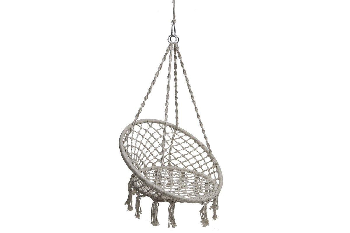 Αιώρα-κούνια κάθισμα “MACRAME” υφασμάτινη σε χρώμα μπεζ 82x62x123