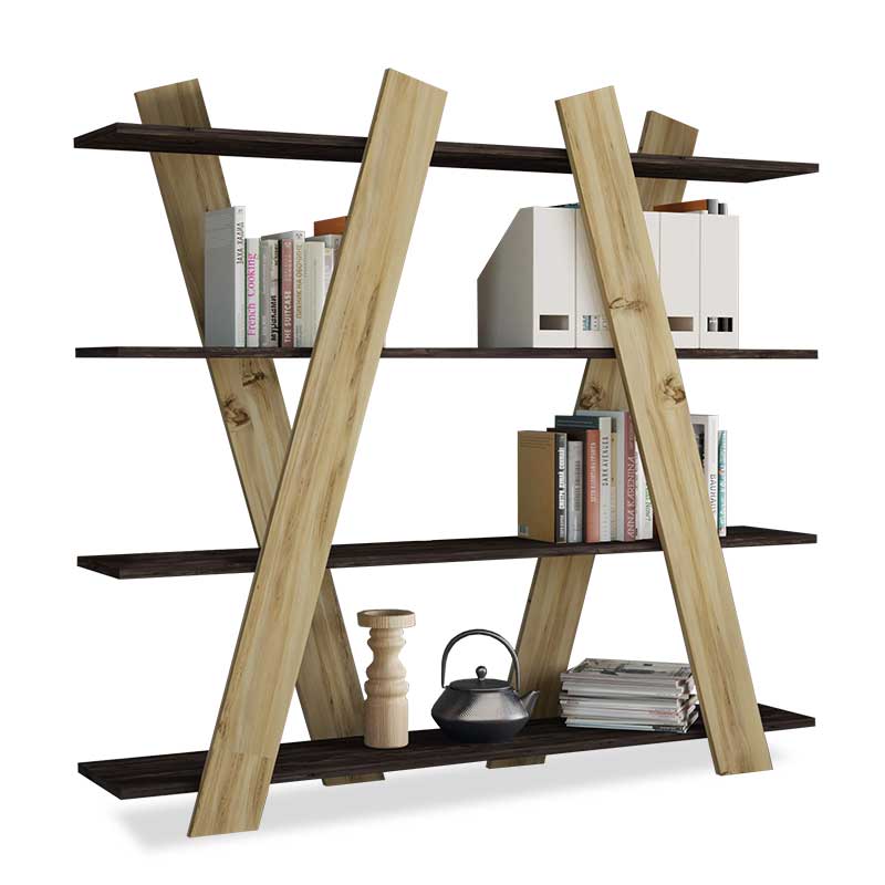 Βιβλιοθήκη σε χρώμα μαύρο-καρυδί 150x29x137