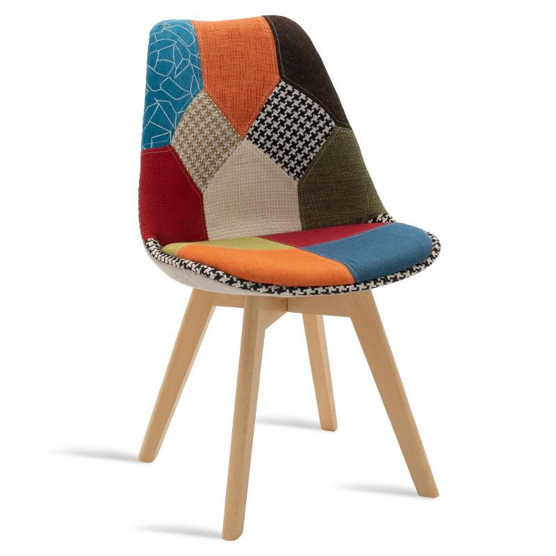Καρέκλα “GASTON” υφασμάτινη με patchwork πολύχρωμο 47.50x57x80.50