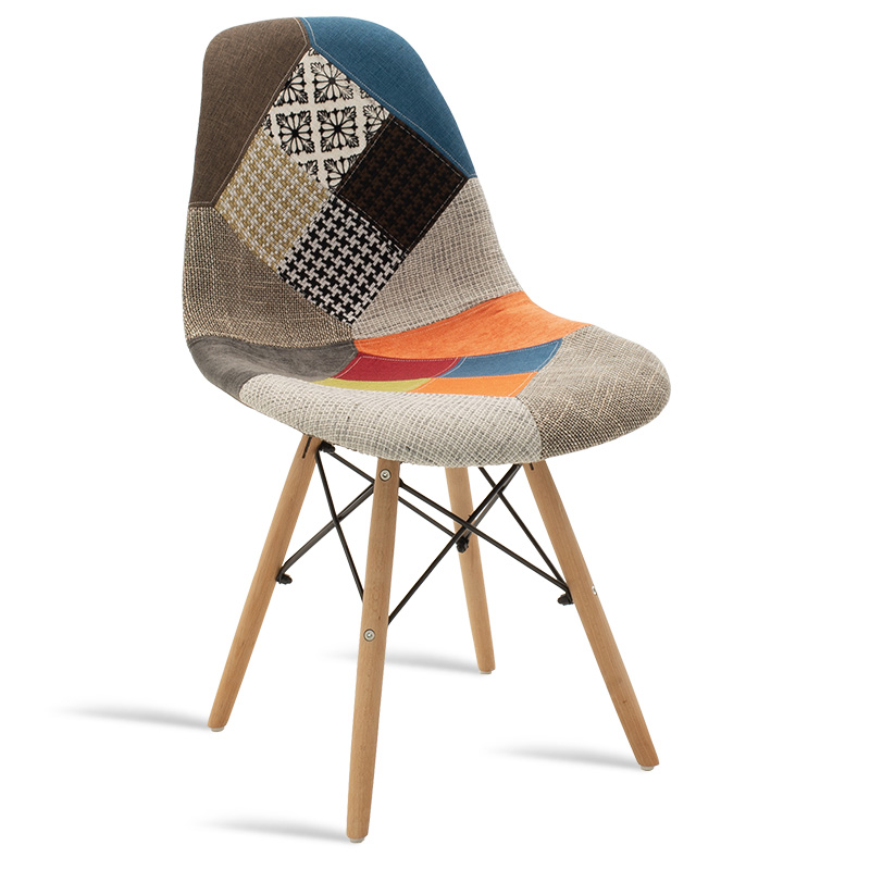 Καρέκλα "JULITA" υφασμάτινη με patchwork πολύχρωμη 48x51x84