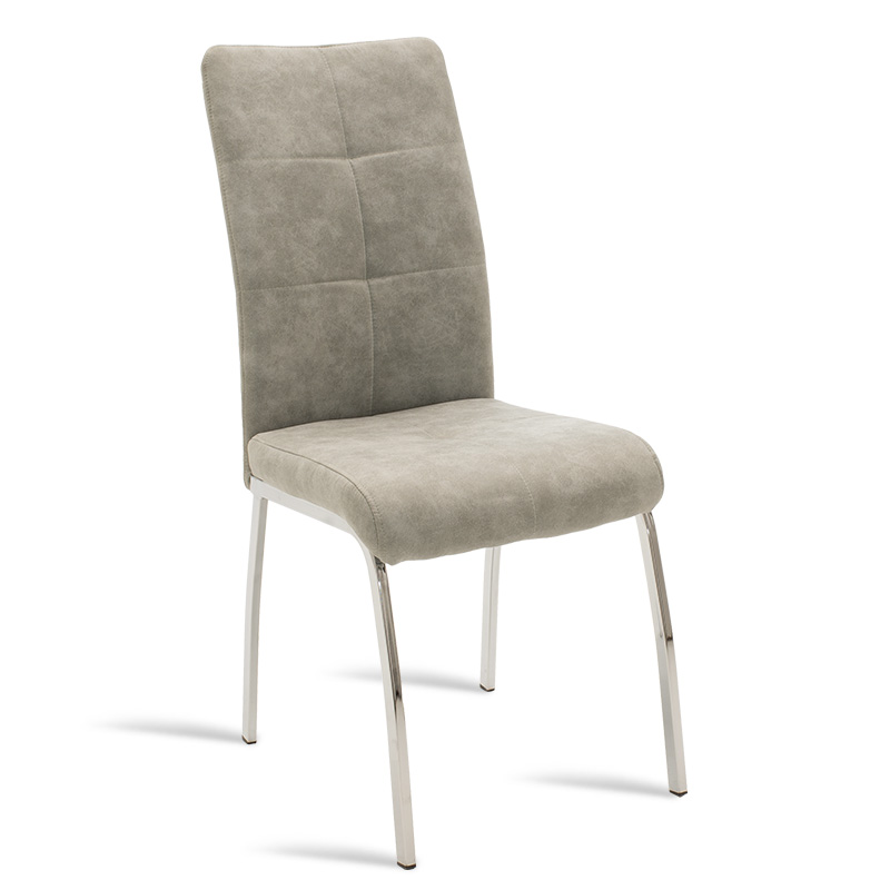 Καρέκλα “ARIADNE” μεταλλική χρωμίου με pu σε γκρι χρώμα 43x63x96
