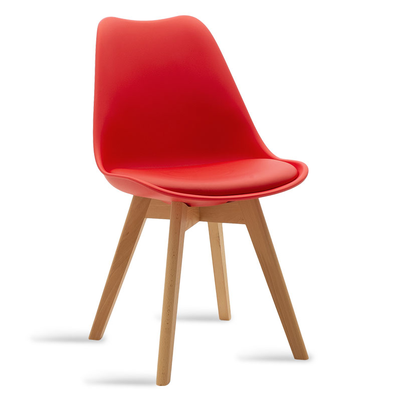 Καρέκλα “GASTON” από pp-pu σε χρώμα κόκκινο-φυσικό 47,5x57x80,5