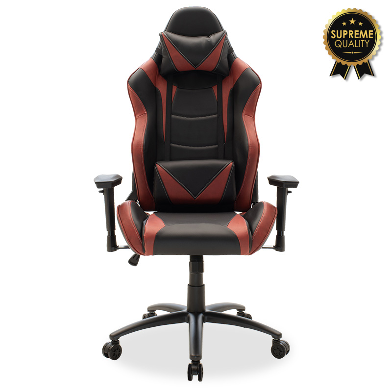Πολυθρόνα εργασίας “RUSSEL SUPREME QUALITY” από PU σε χρώμα μαύρο-μπορντώ 74×66/120×128/138