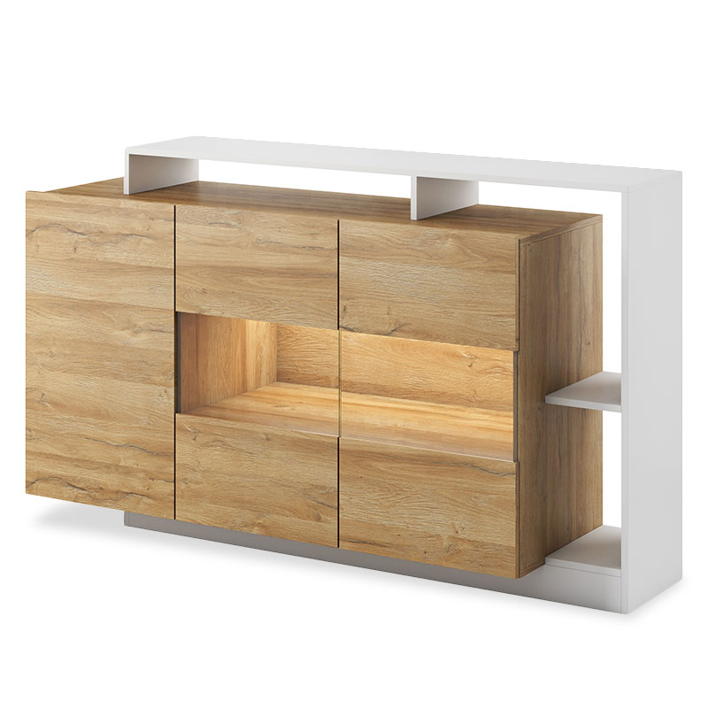 Μπουφές “ALVA” σε χρώμα καρυδί-λευκό 155x44x93,5