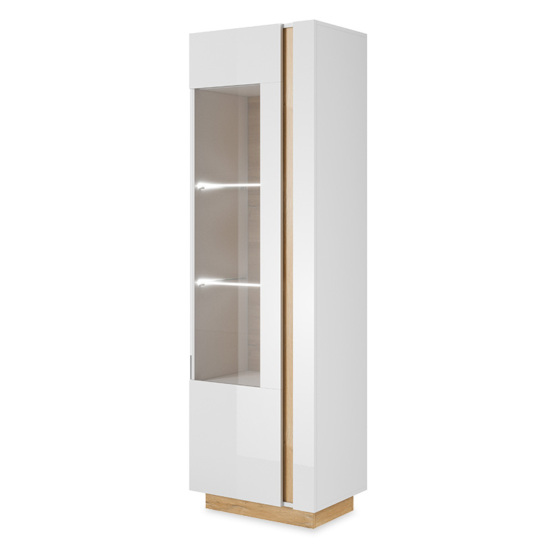 Βιτρίνα-στήλη “ARCO” σε χρώμα λευκό gloss-καρυδί 60x40x193,5