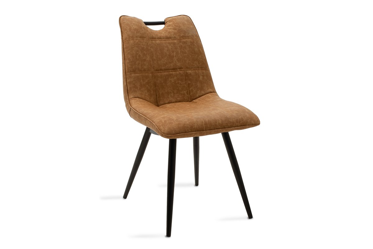 Καρέκλα “NELY” μεταλλική-pu σε μαύρο-camel antique χρώμα 47x61x85