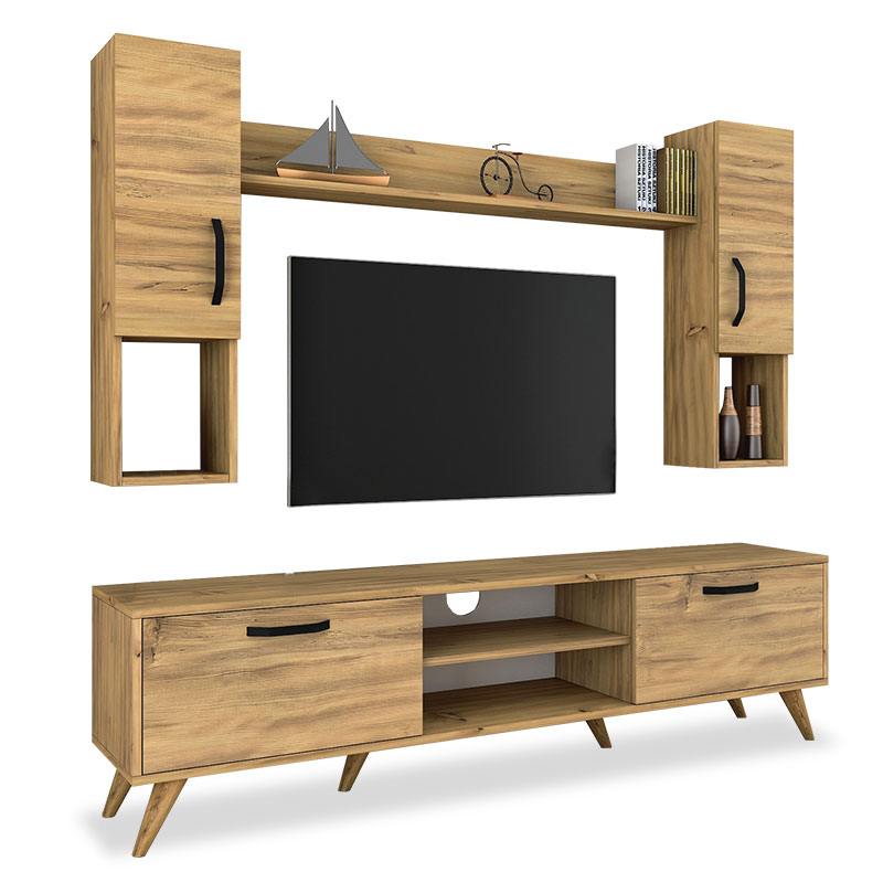 Σύνθετο σαλονιού “PWF-0341” σε χρώμα καρυδί 180x35x48,5