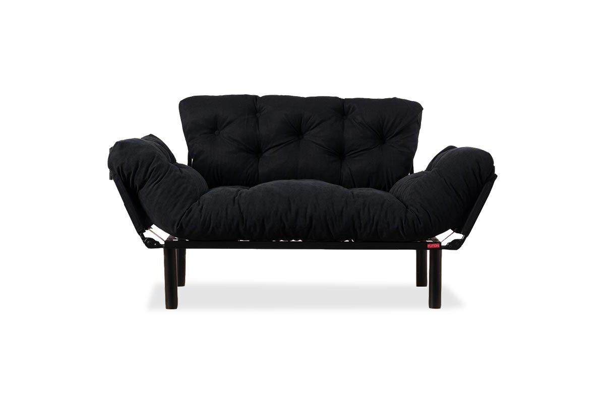 Διθέσιος καναπές-κρεβάτι από ύφασμα σε μαύρο χρώμα 155x73x85