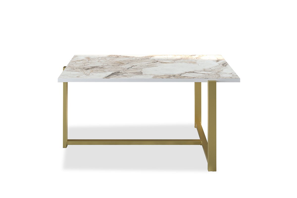 Τραπέζι σαλονιού από μελαμίνη-μέταλλο σε marble effect-χρυσό 92x64x45