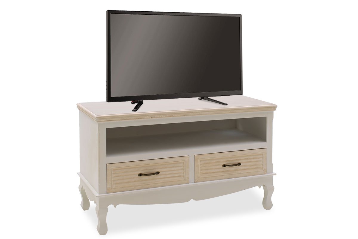 Έπιπλο τηλεόρασης “Layla” ξύλινο σε λευκό-φυσικό χρώμα 100x42x61
