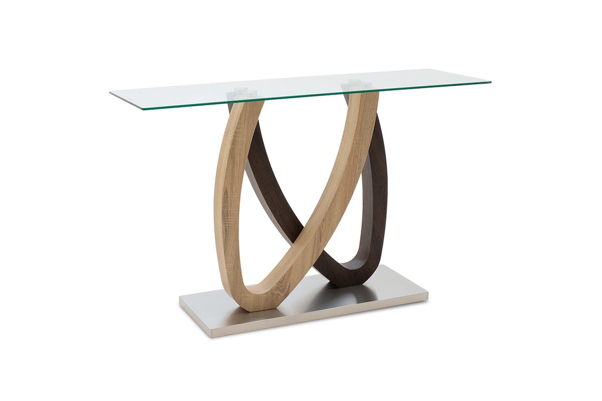 Κονσόλα “MASAI” από MDF-γυαλί σε χρώμα sonoma-καρυδί 120x40x76