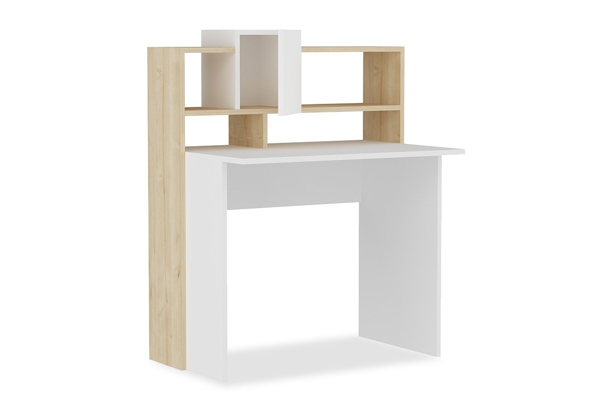 Γραφείο με ραφιέρα “TALES” σε λευκό-φυσικό χρώμα 94x60x118