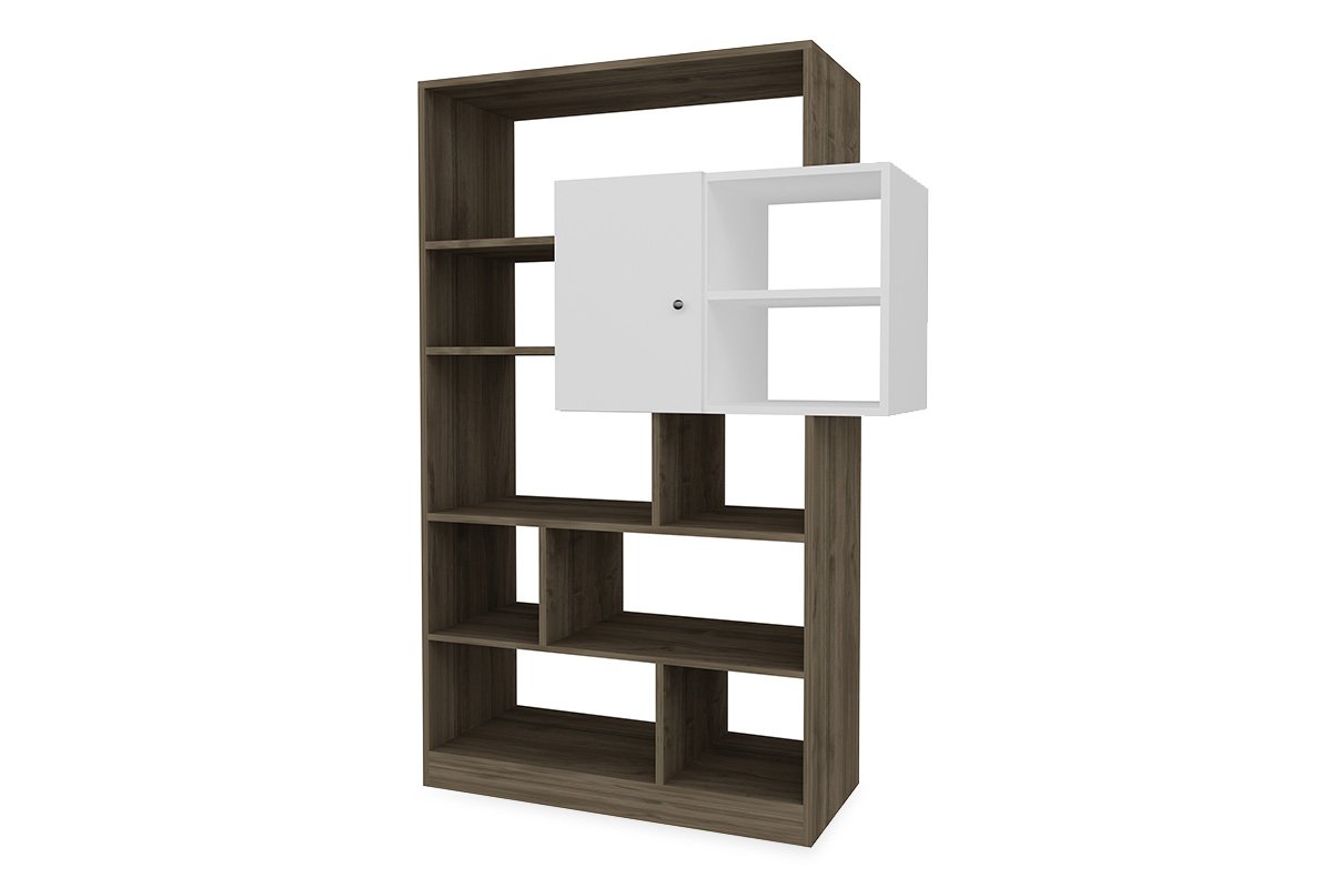 Βιβλιοθήκη “JOSH” σε λευκό-καρυδί χρώμα 93.5x24x160