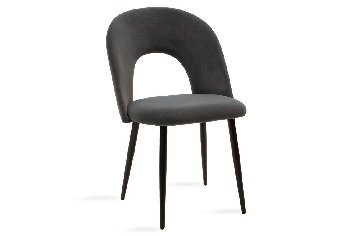 Καρέκλα “JONAH” από μέταλλο-βελούδο σε μαύρο-ανθρακί χρώμα 55x57x85