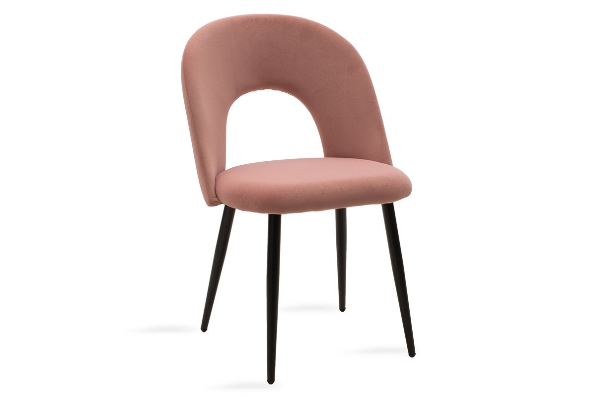 Καρέκλα “JONAH” από μέταλλο-βελούδο σε μαύρο-ροζ χρώμα 55x57x85