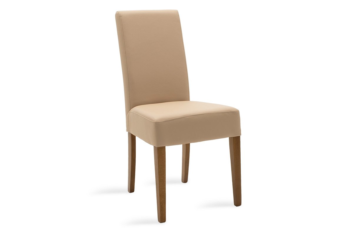 Καρέκλα “DITTA” από μασίφ-τεχνόδερμα σε καρυδί-μόκα χρώμα 45x58x96