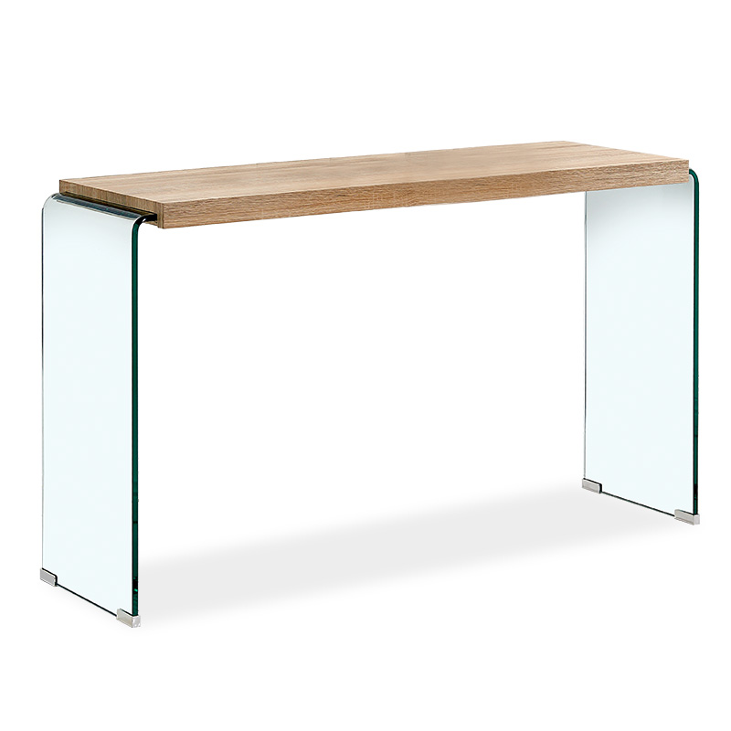 Κονσόλα “BROOKLYN” από γυαλί-MDF σε σονόμα χρώμα 120x40x70