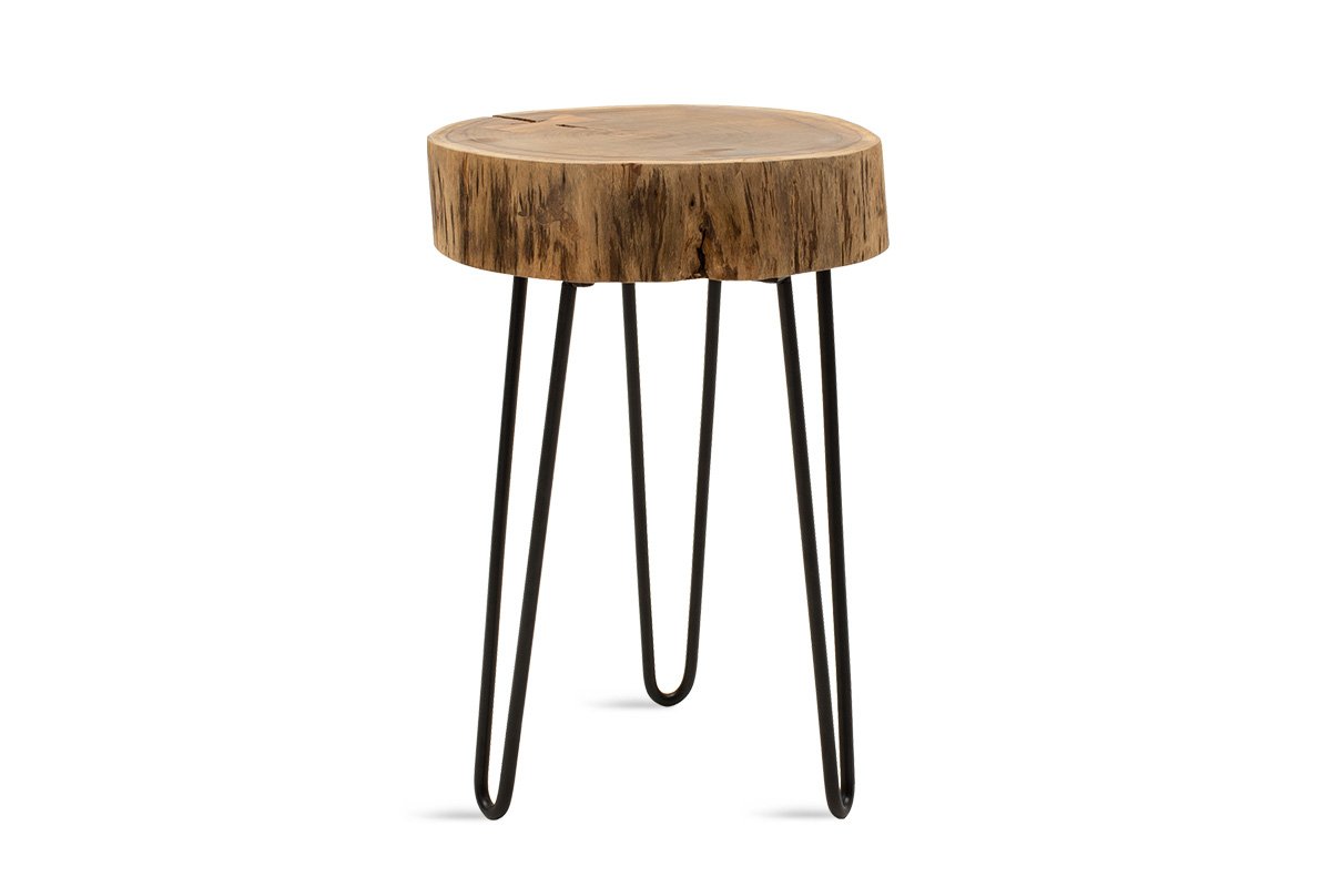 Βοηθητικό τραπέζι “TRIPP” από μασίφ ξύλο-μέταλλο σε καρυδί-μαύρο χρώμα32x30x47