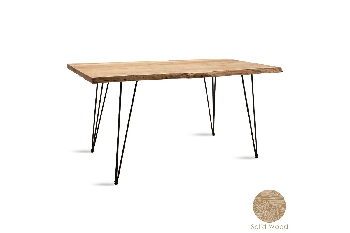 Τραπέζι “RICH” από μασίφ ξύλο σε καρυδί/μαύρο χρώμα 160x92x79