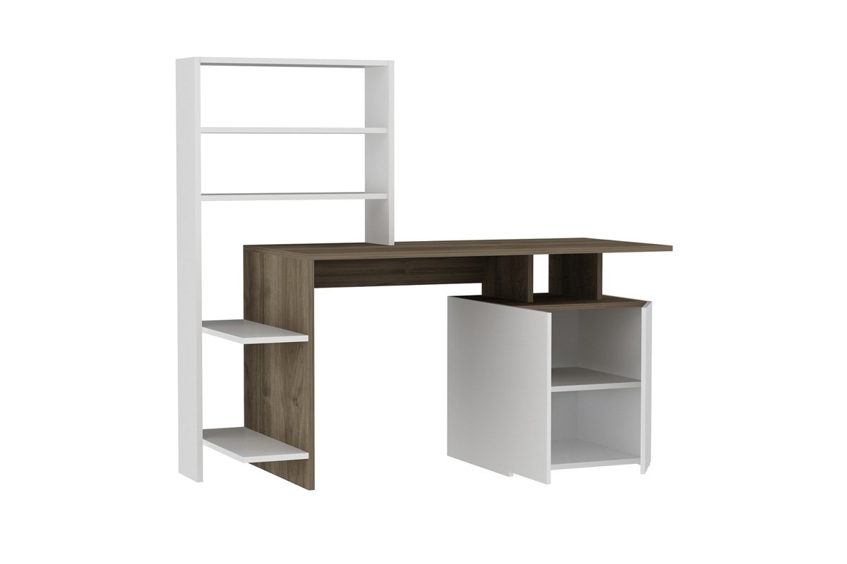 Γραφείο με ραφιέρα “MELIS” σε λευκό-sonoma χρώμα 146x60x129