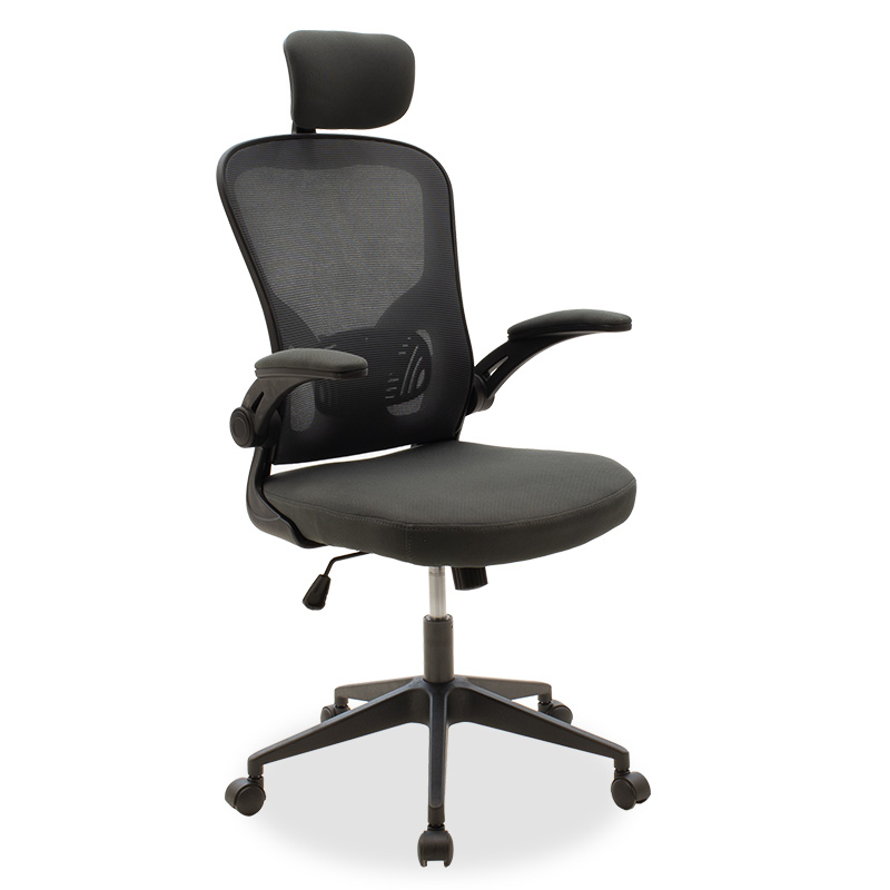Πολυθρόνα γραφείου διευθυντή “ERGOLINE” από ύφασμα mesh σε χρώμα μαύρο-γκρι 61.5x65x116/125