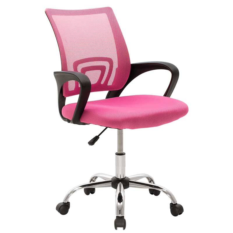 Καρέκλα γραφείου εργασίας “Berto” από ύφασμα mesh σε χρώμα ροζ 58x53x90/110