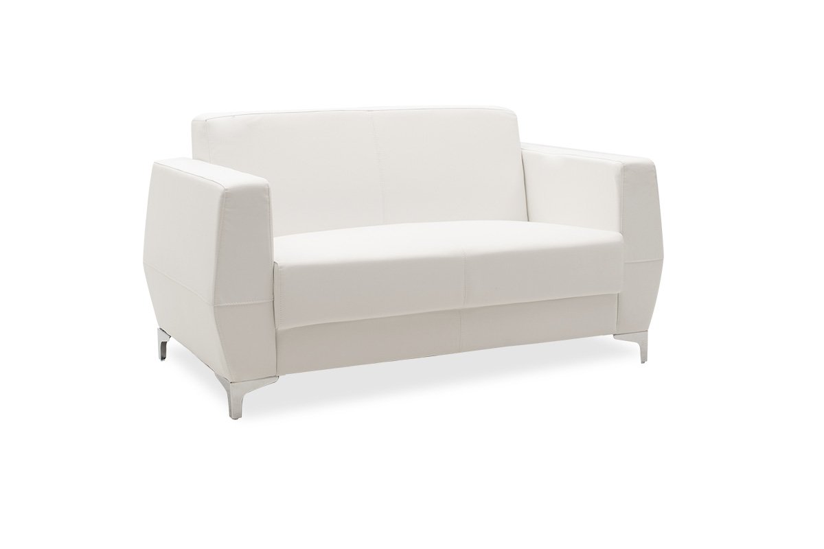 Καναπές "DERMIS" διθέσιος από τεχνόδερμα/μέταλλο σε λευκό/inox χρώμα 138x75x75