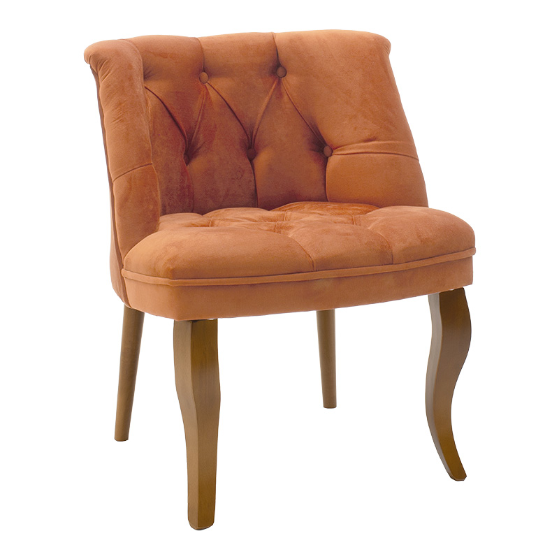 Πολυθρόνα “LORETA” από βελούδο-ξύλο σε κεραμιδί-καρυδί χρώμα 59x64x73