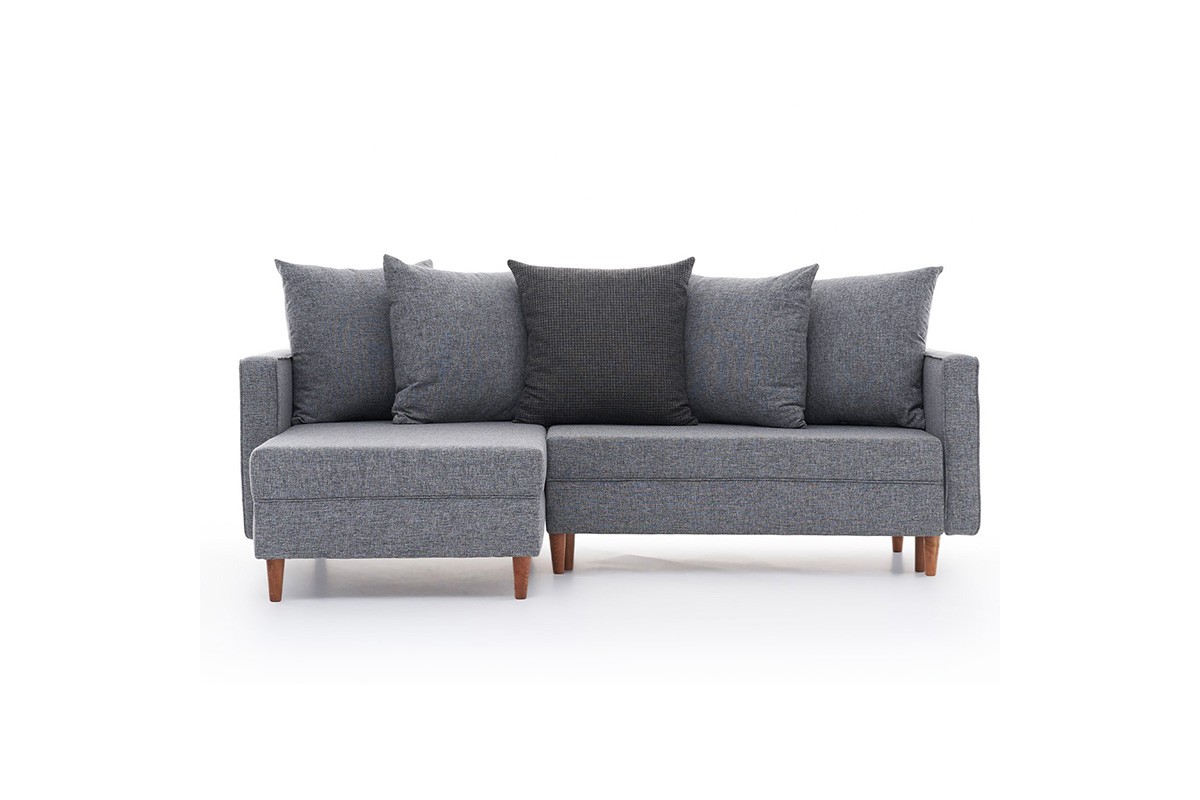 Καναπές-κρεβάτι “PWF-343” με δεξιά γωνία από ύφασμα σε γκρι χρώμα 215x135x80