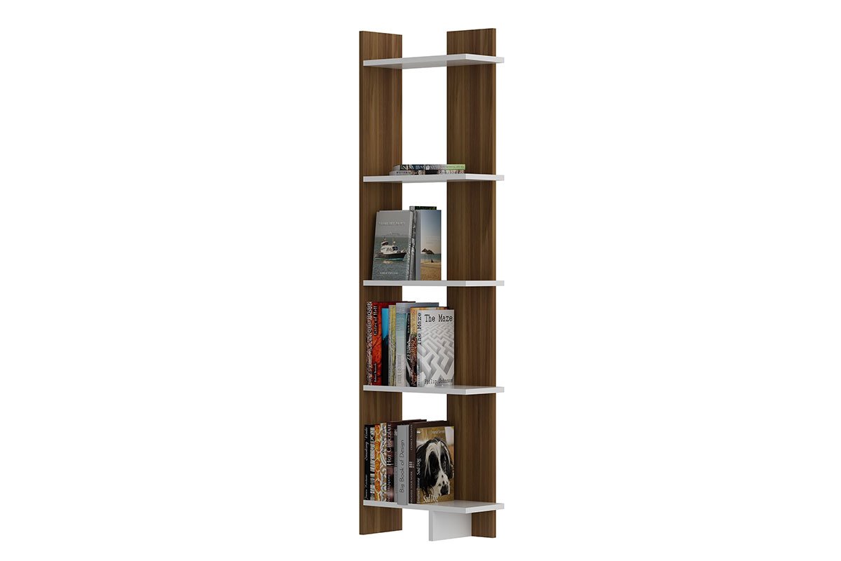 Βιβλιοθήκη σε λευκό-καρυδί χρώμα 45x22x170