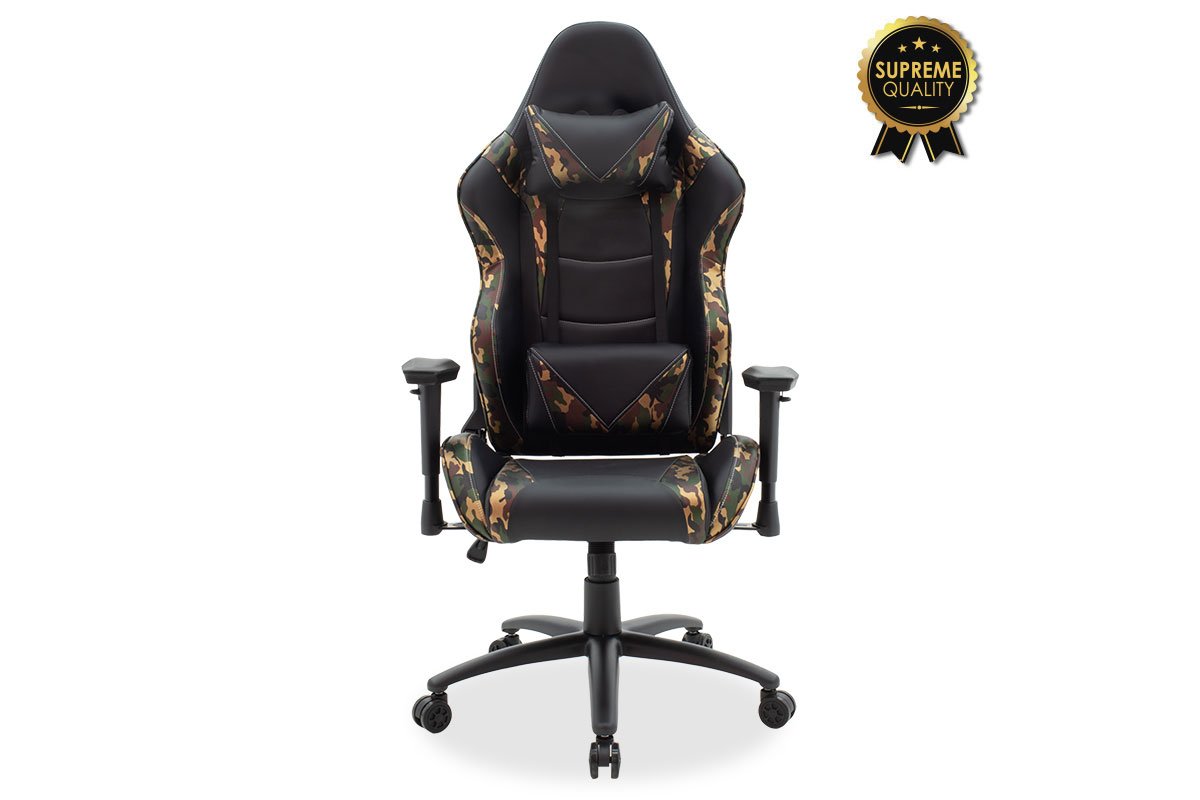 Πολυθρόνα γραφείου “RUSSEL-GAMING” supreme quality από τεχνόδερμα σε μαύρο-military χρώμα 87x65x33
