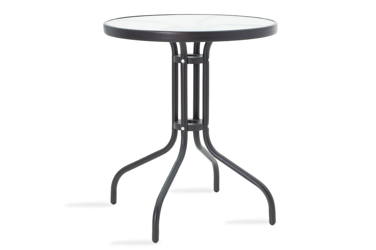 Τραπέζι κήπου “WATSON” από μέταλλο-γυαλί σε μαύρο χρώμα Φ60×70