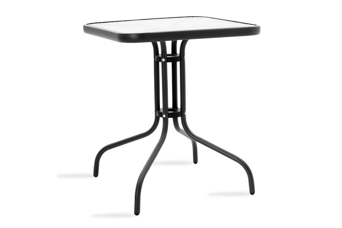 Τραπέζι κήπου “WATSON” από μέταλλο-γυαλί σε μαύρο χρώμα 60x60x70
