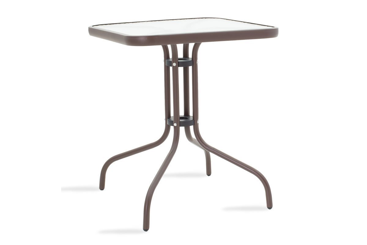 Τραπέζι κήπου “WATSON” από μέταλλο-γυαλί σε καφέ χρώμα 60x60x70