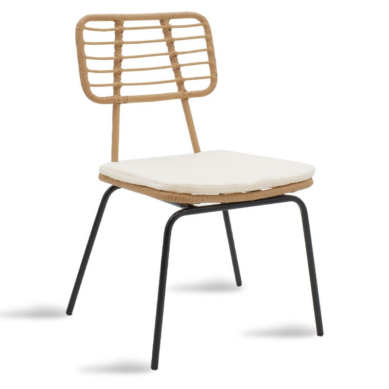 Καρέκλα κήπου “NAOKI” από μέταλλο/rattan σε χρώμα φυσικό/μαύρο 46,5x55x85