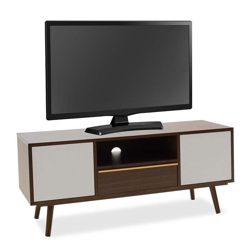 Έπιπλο τηλεόρασης “NASTIA” σε χρώμα καρυδί/λευκό 110x39x47