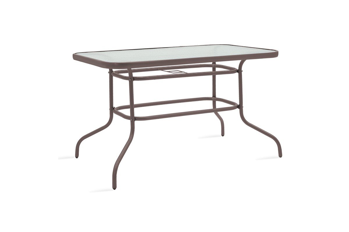 Τραπέζι κήπου “VALOR” από μέταλλο-γυαλί σε καφέ χρώμα 120x70x70