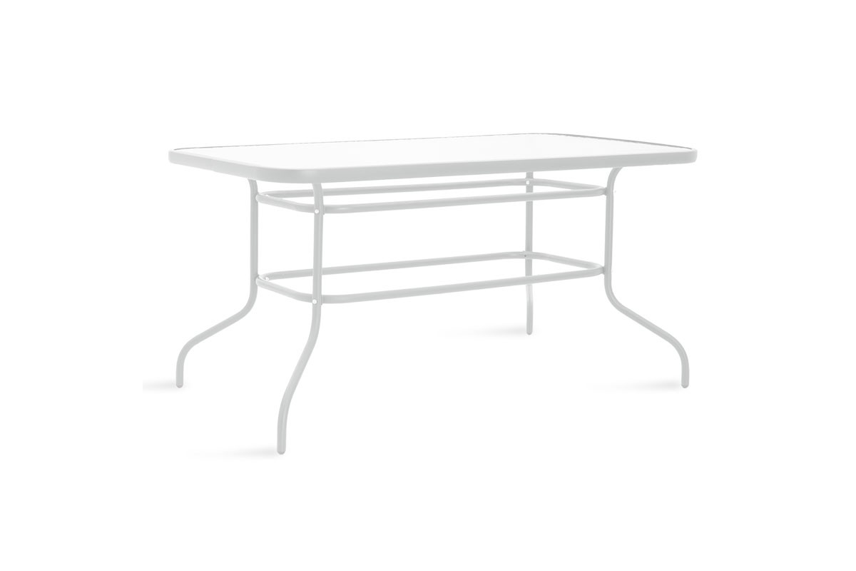 Τραπέζι κήπου “VALOR” από μέταλλο-γυαλί σε λευκό χρώμα 140x80x70