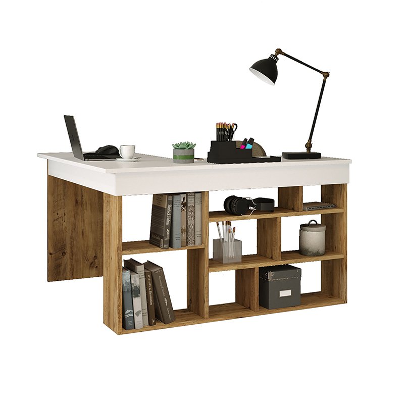 Γραφείο γωνιακό “ROSALINE” σε χρώμα λευκό-oak 120x129x72