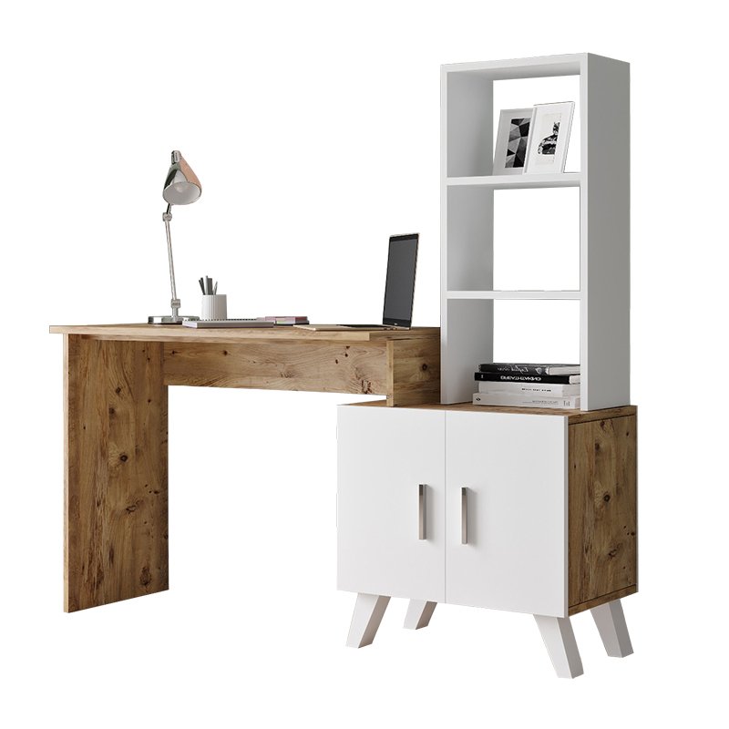 Γραφείο-ραφιέρα “KAIRO” σε χρώμα λευκό-oak 150x45x138
