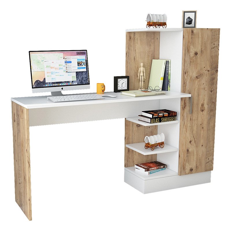 Γραφείο-ραφιέρα “KARY” σε χρώμα λευκό-oak 152,5x40x120