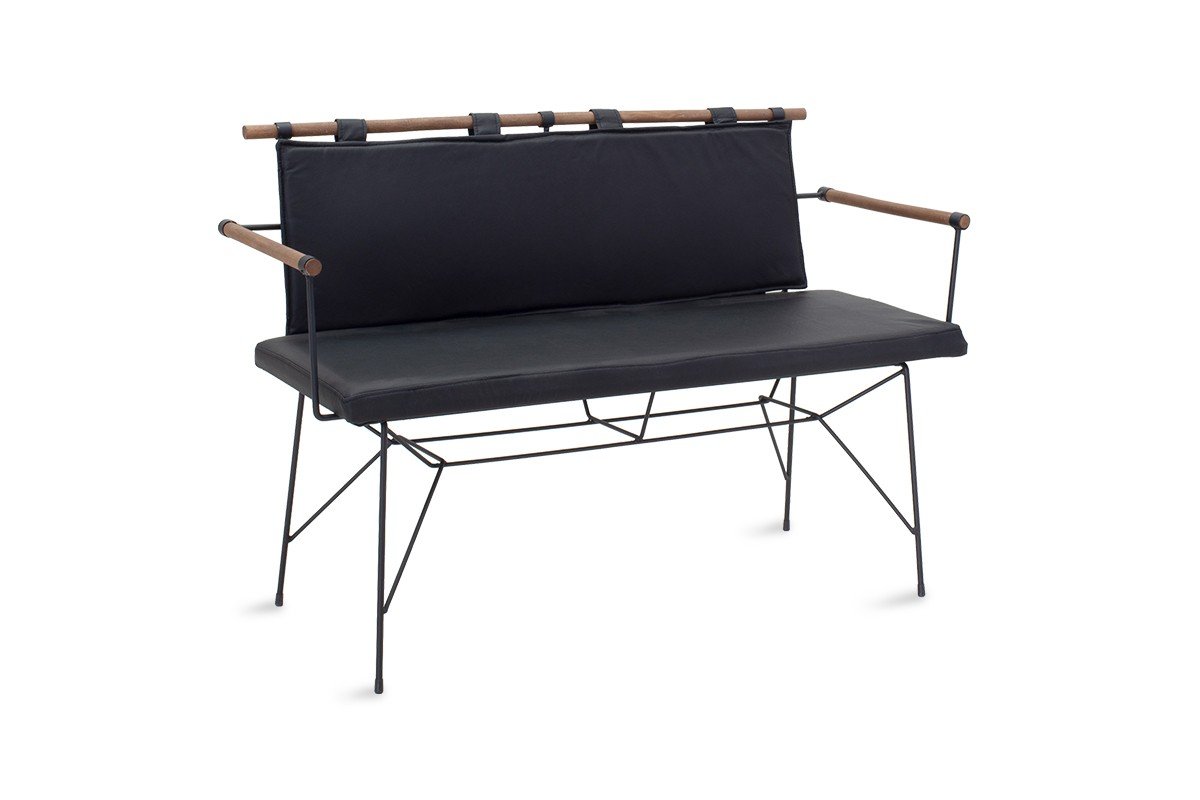 Καναπές “PARSON” διθέσιος από μέταλλο σε μαύρo χρώμα 120x48x80