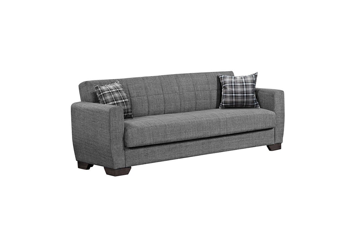 Kαναπές-κρεβάτι “MAGNUS” τριθέσιος από ύφασμα σε γκρι χρώμα 217x78x80
