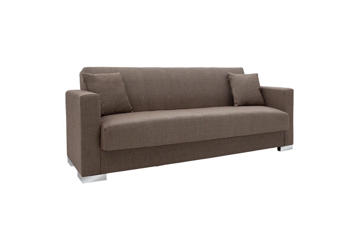 Καναπές-κρεβάτι “INGRID” από ύφασμα σε μπεζ καφέ χρώμα 210x80x80